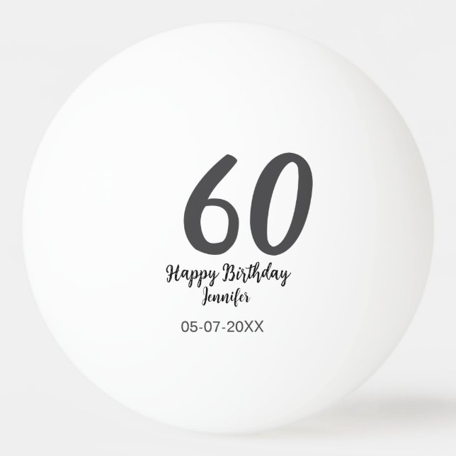 Bolinha De Ping Pong 60º aniversário adicionar nome data ano modelo neg (Frente)