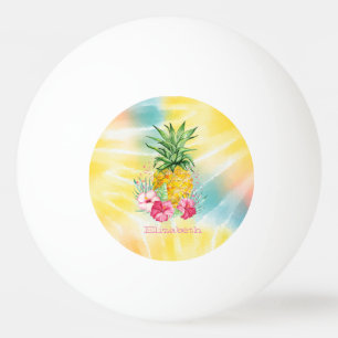 Bolinha De Ping Pong Abacaxi, Hibisco Aquarela Tie Dye Arco-íris
