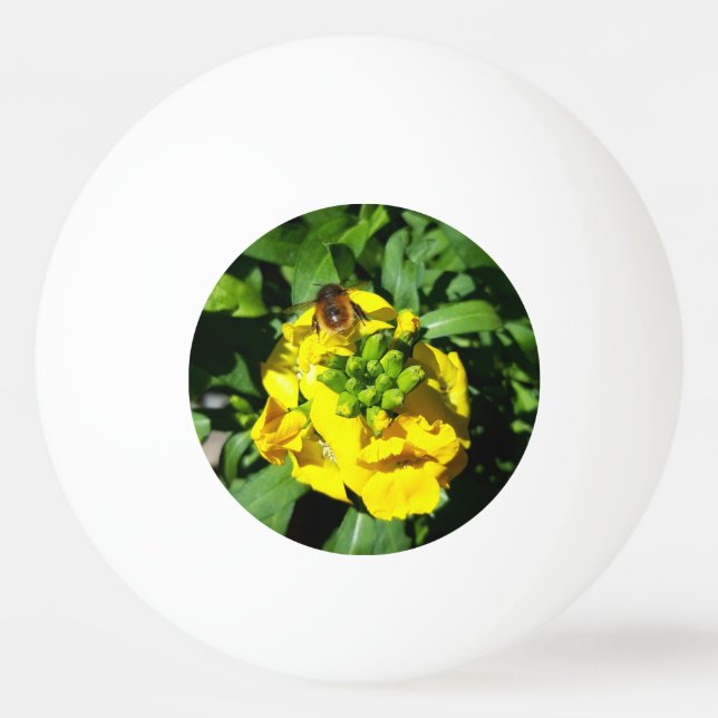 Bolinha De Ping Pong Abelhas nas Flores Amarelas (Frente)