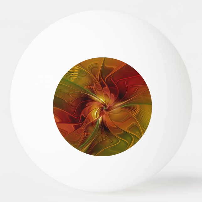 Bolinha De Ping Pong Abstract Red Orange Brown Green Fractal Art Flower (Frente)