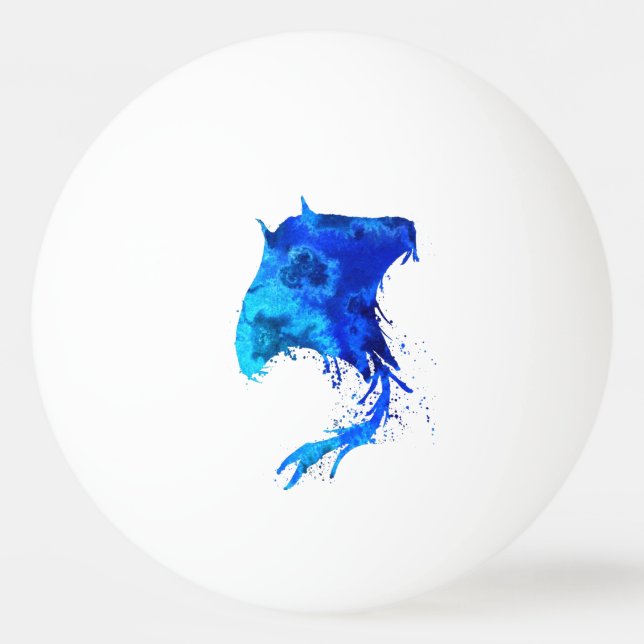Bolinha De Ping Pong Abstrato Blue Manta Ray (Frente)