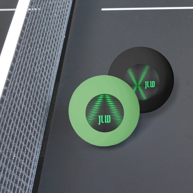 Bolinha De Ping Pong Abstrato verde e preto com inicializações (Criador carregado)