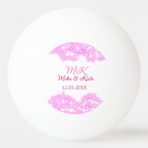 Bolinha De Ping Pong Adicionar cor-de-rosa nome do casal data monograma