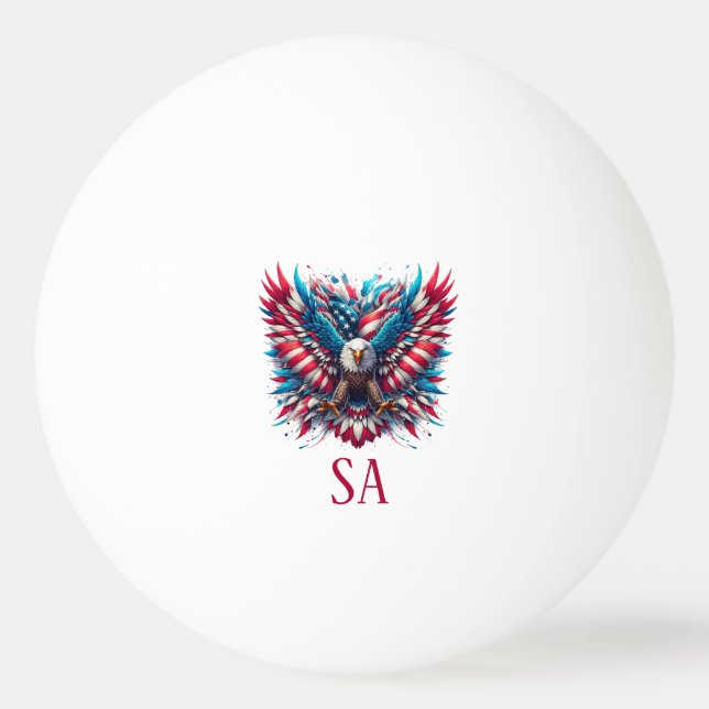 Bolinha De Ping Pong Águia Americana Vermelha Branca e Azul (Frente)