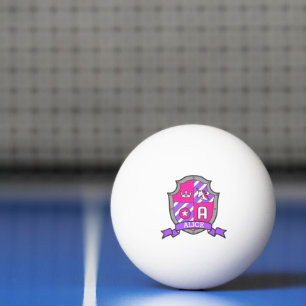 Bolinha De Ping Pong Alice - Letra A cor roxa-de-unicórnio