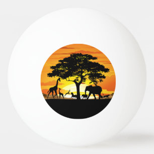 Bolinha De Ping Pong Animais Selvagens no Sunset da savana africana