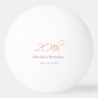 Bolinha De Ping Pong aniversário de 20 anos verde roxo nome simples mod