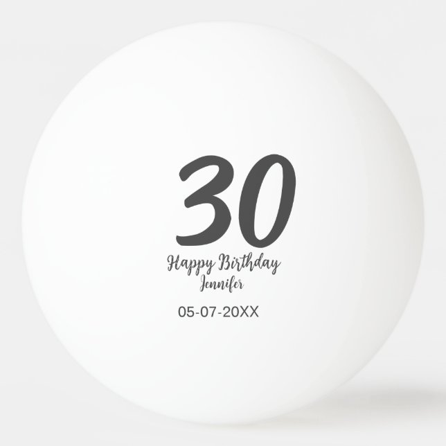Bolinha De Ping Pong aniversário de 30 anos adicionar nome data ano ano (Frente)