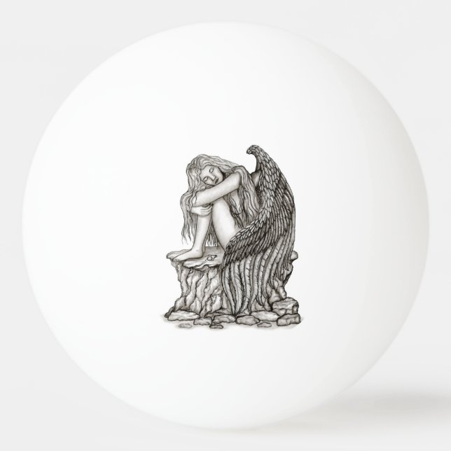 Bolinha De Ping Pong Anjo dormindo na pedra (Frente)