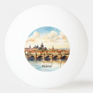 Bolinha De Ping Pong Antiga Praga, Charles Bridge Watercolor