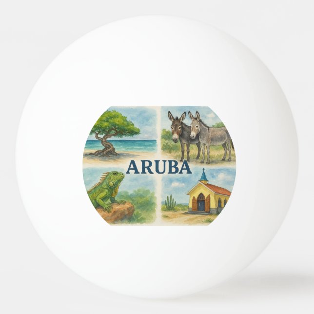 Bolinha De Ping Pong Aquarela multivisual de Aruba (Frente)