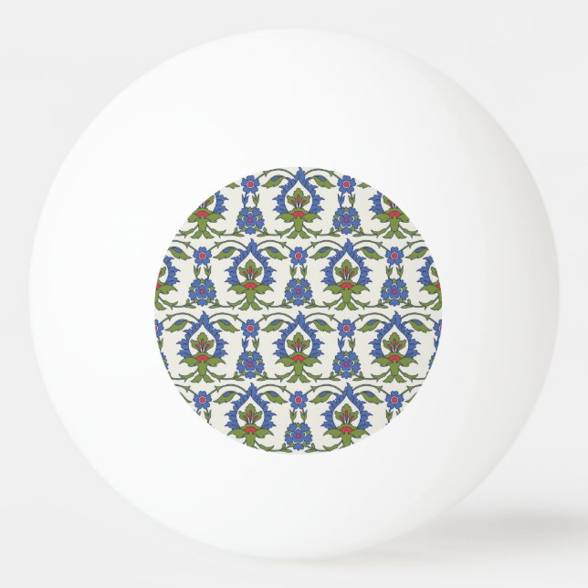 Bolinha De Ping Pong Árabe Tradicional: Iznik Azulejo Invisível. (Frente)
