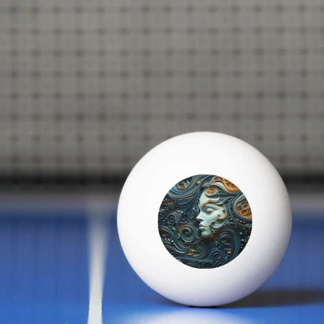 Bolinha De Ping Pong Arte 3D da Mulher Moonlit (Líquido)