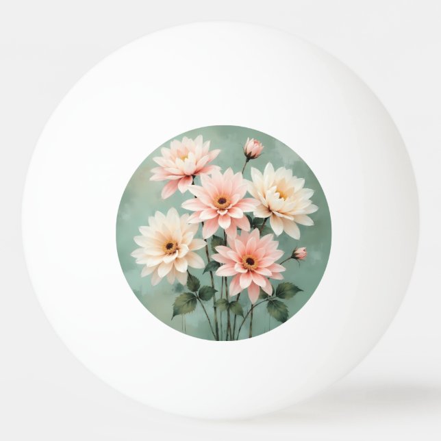 Bolinha De Ping Pong Arte de Crisântemo Elegante Bege (Frente)