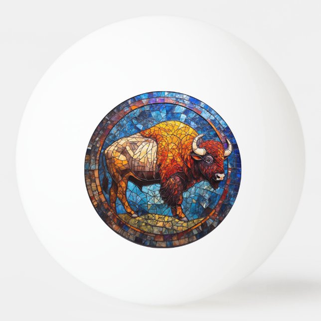 Bolinha De Ping Pong Arte em Vidro Pintado de Búfalo (Frente)
