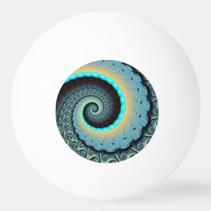 Bolinha De Ping Pong Arte Fractal Espiral Azul Turquesa Abstrato Laranj