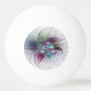 Bolinha De Ping Pong Arte fractal floral moderna flor abstrata colorida