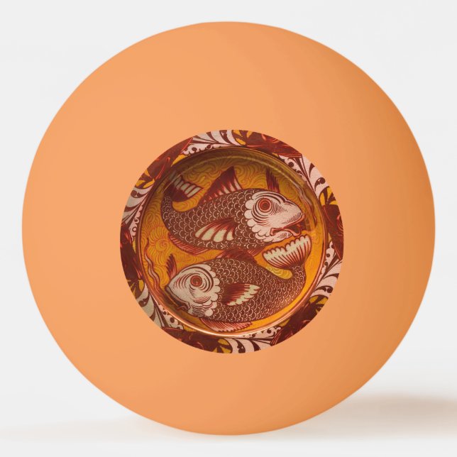 Bolinha De Ping Pong Artes e Ofícios Estilo William Morris Peixe Vermel (Frente)