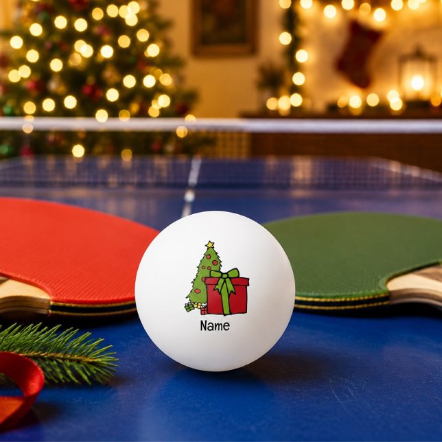 Bolinha De Ping Pong Árvore de Natal e caixa de presente vermelha (Criador carregado)
