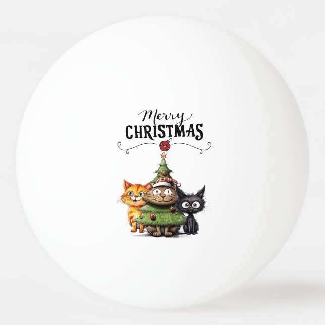 Bolinha De Ping Pong Árvore de Natal para Jogador que ama Gato (Frente)