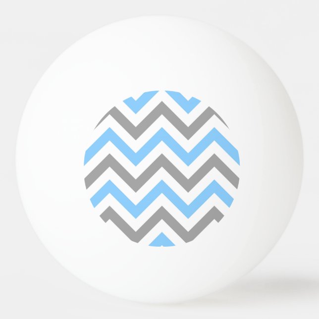 Bolinha De Ping Pong Azul-Céu, Cinza-k Grande Chevron ZigZag Padrão (Frente)