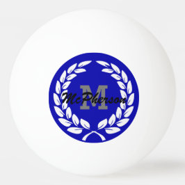 Bolinha De Ping Pong Azul Real com Coroa de Louros e Monograma/Nome
