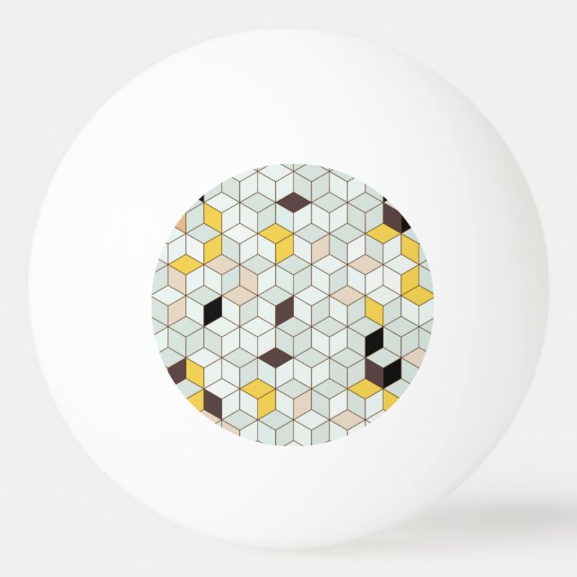 Bolinha De Ping Pong Azulejos, padrão branco preto geométrico. (Frente)