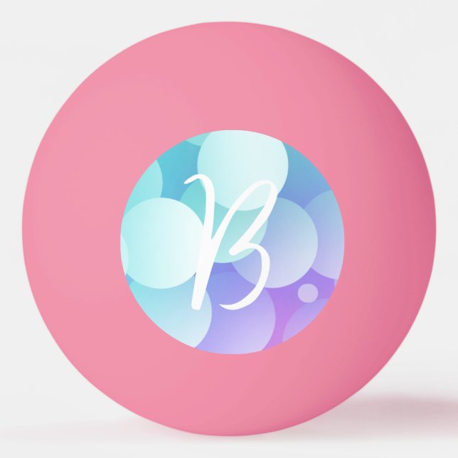 Bolinha De Ping Pong B Nome Inicial Bolhas Jogos Paddle Azul (Frente)