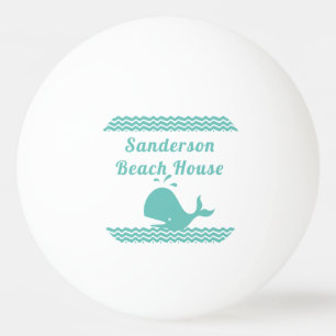 Bolinha De Ping Pong Baleia Azul Teal Ártico & ondas Azul & Branco cost