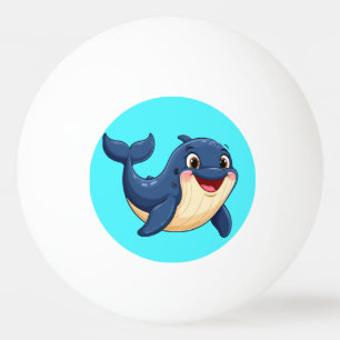 Bolinha De Ping Pong Baleia de desenho animado alegre nadando