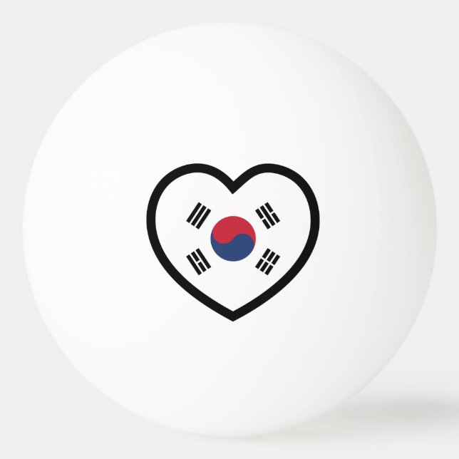 Bolinha De Ping Pong Bandeira da Coreia do Sul Coração (Frente)