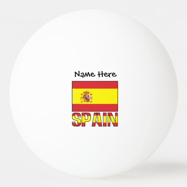 Bolinha De Ping Pong Bandeira Espanhola Personalizada Nome  (Frente)
