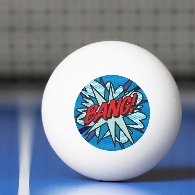 Bolinha De Ping Pong BANG Diversão Retro Quadrinho Pop Art (BANG Fun Retro Comic Book Pop Art Ping Pong Ball)