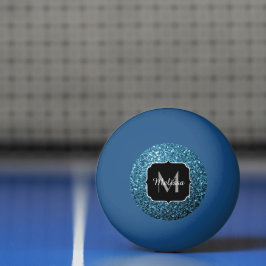 Bolinha De Ping Pong Bebê azul claro lantejoulas brilho Monograma
