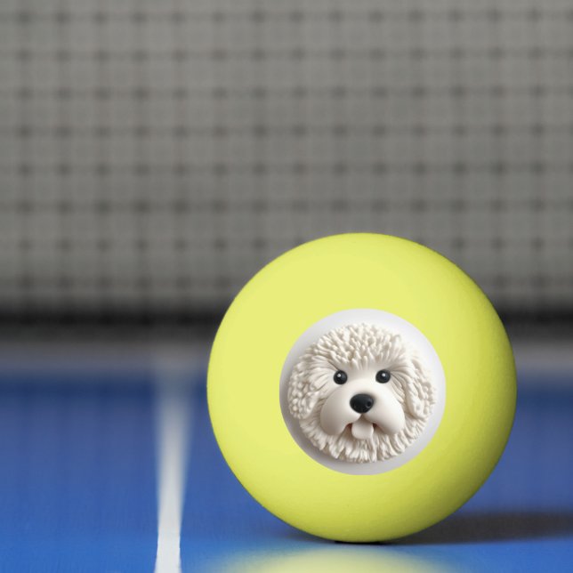 Bolinha De Ping Pong Bichon Frise Dog 3D Inspirado (Líquido)