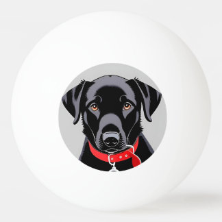 Bolinha De Ping Pong Black Labrador com Red Collar