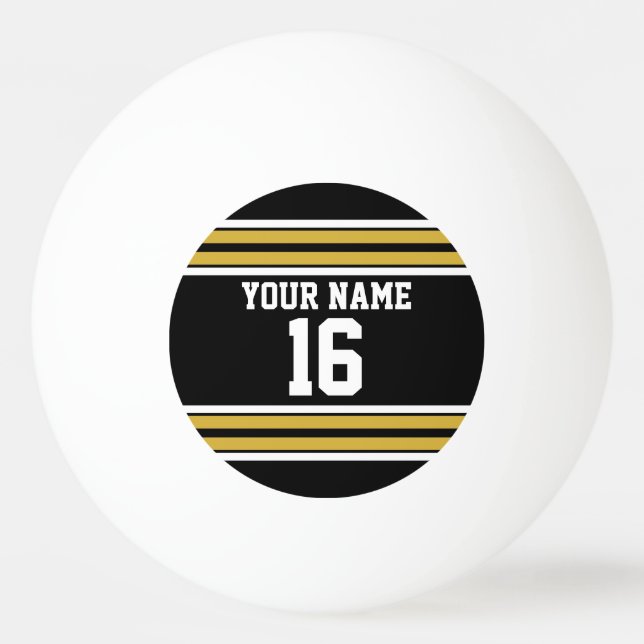 Bolinha De Ping Pong Black with Dourado White Stripes Team Jersey (Frente)