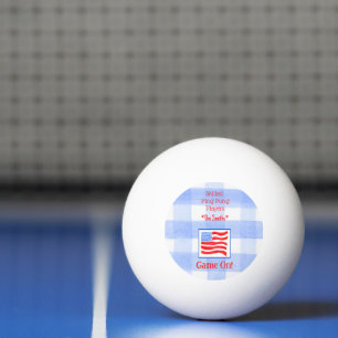 Bolinha De Ping Pong Blue Check Gingham USA Flag