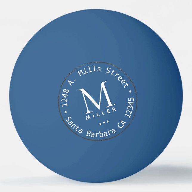Bolinha De Ping Pong blue circle monogram name & initial (Frente)