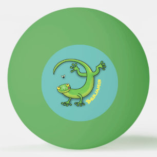 Bolinha De Ping Pong Boas saudações da lagartixa verde e feliz com dese
