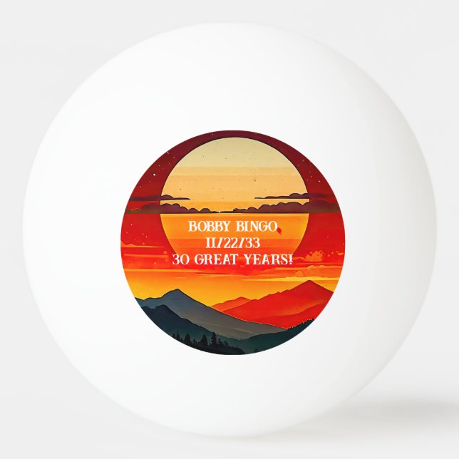 Bolinha De Ping Pong BOHO RED SUNSET Design (Frente)
