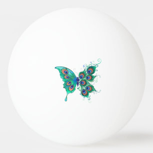 Bolinha De Ping Pong Borboleta com Penas de Pavão Verde