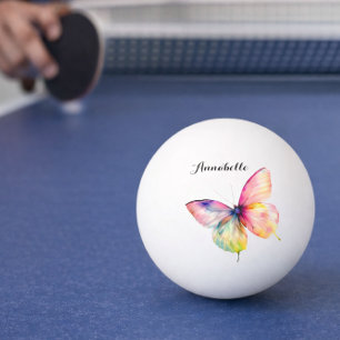 Bolinha De Ping Pong Borboleta Rosa Delicada em Cores Arco-Íris Pastel