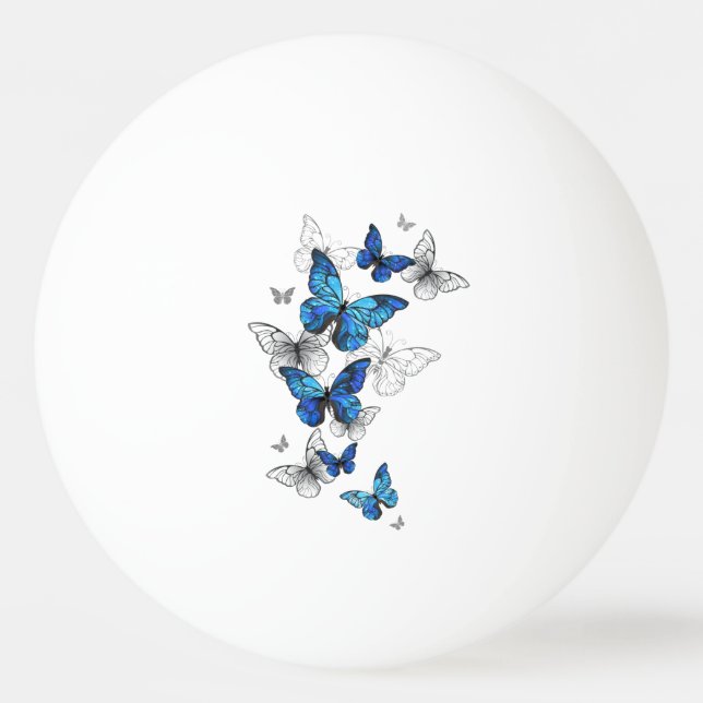 Bolinha De Ping Pong Borboletas Azuis Morpho (Frente)