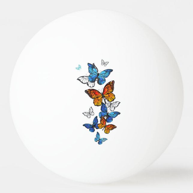 Bolinha De Ping Pong Borboletas voadoras Morpho e Monarca (Frente)