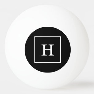 Bolinha De Ping Pong Branco preto monograma inicial quadro
