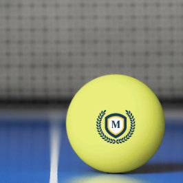 Bolinha De Ping Pong Brasão de Logotipo com Monograma Dourado e Azul Ma