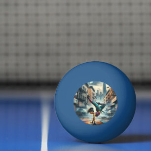 Bolinha De Ping Pong Breakdancer Women in action Silhout Nova Iorque