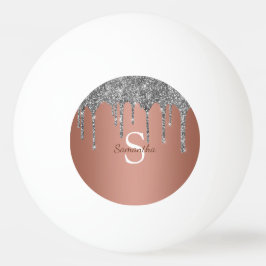 Bolinha De Ping Pong Brilho Prateado Gotas de Brilho Dourado Rosa Monog