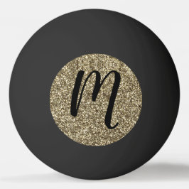 Bolinha De Ping Pong Brilho preto e Dourado Monogrammed elegante